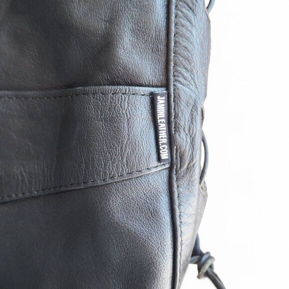 Jamin Leather Patch Pin Skull Cross Motorcycle Riding Vest Black Men's XXXL - Picture 11 of 13